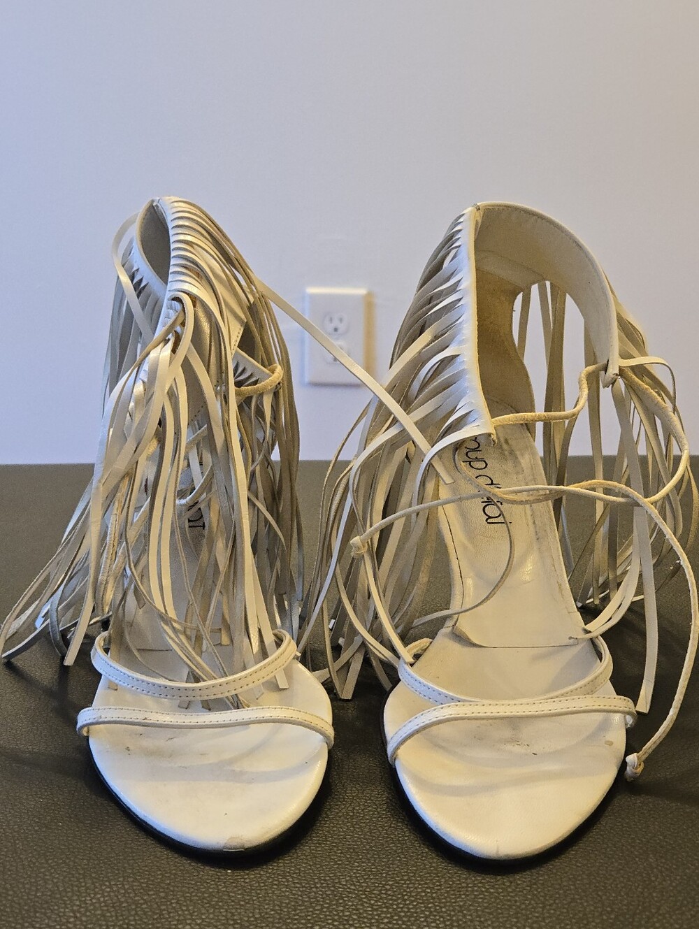 Coup D'etat White Fringe Sandals Size 6.5
